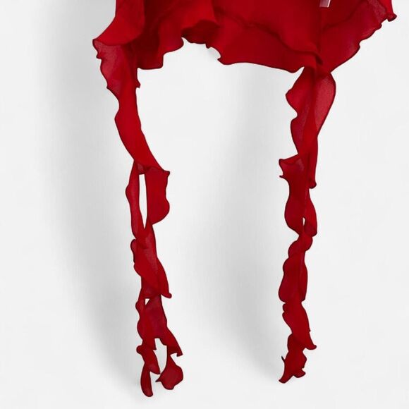 Romantic Red Ruffle Cami Tank – Frill Asymmetrical Style (Sz M, NWT) - Picture 4 of 6